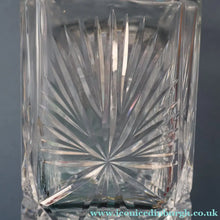 Load image into Gallery viewer, Heavy Square Cut EDINBURGH CRYSTAL Decanter with Faceted Heavy Globe Stopper. STAR OF EDINBURGH. 10 inches
