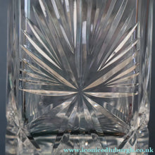 Load image into Gallery viewer, Heavy Square Cut EDINBURGH CRYSTAL Decanter with Faceted Heavy Globe Stopper. STAR OF EDINBURGH. 10 inches
