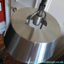 Load image into Gallery viewer, HERCULES Lamp. 1970s BRUSHED ALUMINIUM Hanging Light Shade with Rise and Fall Mechanism
