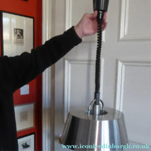 Load image into Gallery viewer, HERCULES Lamp. 1970s BRUSHED ALUMINIUM Hanging Light Shade with Rise and Fall Mechanism
