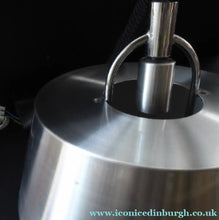 Load image into Gallery viewer, HERCULES Lamp. 1970s BRUSHED ALUMINIUM Hanging Light Shade with Rise and Fall Mechanism
