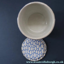 Load image into Gallery viewer, Highly Collectable 1930s Maling Pottery Blue COBBLESTONE Lidded Spice Jar: SPICE - British Ceramics
