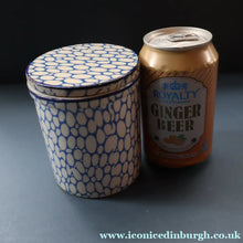 Load image into Gallery viewer, Highly Collectable 1930s Mailing Pottery Blue COBBLESTONE Lidded Spice Jar: SPICE
