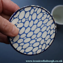 Load image into Gallery viewer, Highly Collectable 1930s Mailing Pottery Blue COBBLESTONE Lidded Spice Jar: PEPPER
