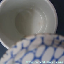 Load image into Gallery viewer, Highly Collectable 1930s Mailing Pottery Blue COBBLESTONE Lidded Spice Jar: PEPPER
