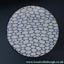 Load image into Gallery viewer, Highly Collectable 1930s Mailing Pottery Blue COBBLESTONE Lidded Storage Canister: PEAS
