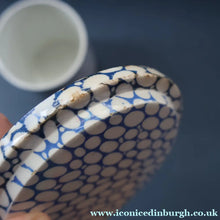 Load image into Gallery viewer, Highly Collectable 1930s Mailing Pottery Blue COBBLESTONE Lidded Storage Canister: RICE
