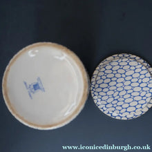 Load image into Gallery viewer, Highly Collectable 1930s Mailing Pottery Blue COBBLESTONE Lidded Storage Canister: SAGO
