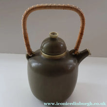 Load image into Gallery viewer, Highly Collectable 1960s DANISH ART POTTERY. Teapot with Wicker Handle. Designed by Frode Blichfeldt Bahnsen for Palshus
