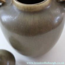 Load image into Gallery viewer, Highly Collectable 1960s DANISH ART POTTERY. Teapot with Wicker Handle. Designed by Frode Blichfeldt Bahnsen for Palshus
