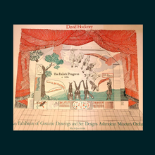 Load image into Gallery viewer, Original Poster 1980s DAVID HOCKNEY "A Rake's Progress" Drop Curtain Design for "An Exhibition of Costume Drawings at the Ashmolean Museum"
