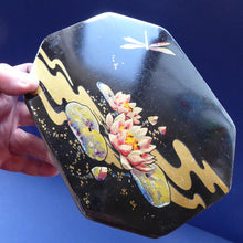 Load image into Gallery viewer, Rare 1920s Early Art Nouveau Toffee Tin by HORNER. Lid Decorated with Waterlilies and Dragonfly Motif
