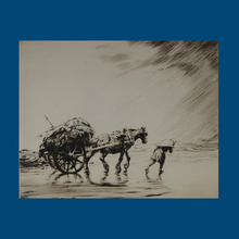 Load image into Gallery viewer, Original Etching by GEORGE SOPER (1870 - 1942). Carting Seaweed, 1920s. Signed in Pencil
