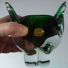 Load image into Gallery viewer, HOSPODKA STYLE; Made in Czechoslovakia Label. Fine Chunky 1960s Green and Yellow Cased Glass Bowl
