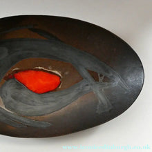 Load image into Gallery viewer, HUGE 1950s CHELSEA Studio Pottery Footed Shallow Bowl. Hand-Painted Abstract Design
