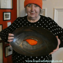 Load image into Gallery viewer, HUGE 1950s CHELSEA Studio Pottery Footed Shallow Bowl. Hand-Painted Abstract Design
