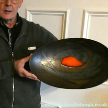 Load image into Gallery viewer, HUGE 1950s CHELSEA Studio Pottery Footed Shallow Bowl. Hand-Painted Abstract Design
