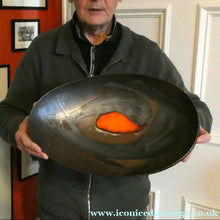 Load image into Gallery viewer, HUGE 1950s CHELSEA Studio Pottery Footed Shallow Bowl. Hand-Painted Abstract Design
