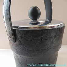 Load image into Gallery viewer, 1970s Ice Bucket. White Plastic Interior with Embossed Black Polka Dot Exterior
