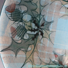 Load image into Gallery viewer, HUGE Scottish TAIN POTTERY Glenaldie Harvest Stoneware Bowl. With Hand Painted Plaid and Thistles Decoration. 10 1/4 inches diameter
