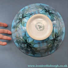 Load image into Gallery viewer, HUGE Scottish TAIN POTTERY Glenaldie Harvest Stoneware Bowl. With Hand Painted Plaid and Thistles Decoration. 10 1/4 inches diameter
