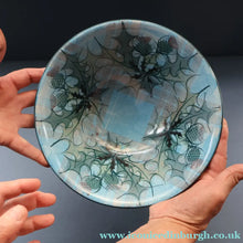 Load image into Gallery viewer, HUGE Scottish TAIN POTTERY Glenaldie Harvest Stoneware Bowl. With Hand Painted Plaid and Thistles Decoration. 10 1/4 inches diameter
