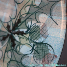 Load image into Gallery viewer, HUGE Scottish TAIN POTTERY Glenaldie Harvest Stoneware Bowl. With Hand Painted Plaid and Thistles Decoration. 10 1/4 inches diameter
