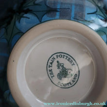 Load image into Gallery viewer, HUGE Scottish TAIN POTTERY Glenaldie Harvest Stoneware Bowl. With Hand Painted Plaid and Thistles Decoration. 10 1/4 inches diameter
