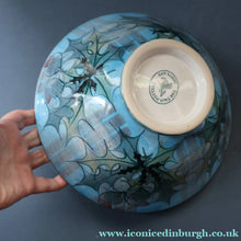Load image into Gallery viewer, HUGE Scottish TAIN POTTERY Glenaldie Harvest Stoneware Bowl. With Hand Painted Plaid and Thistles Decoration. 10 1/4 inches diameter
