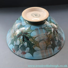 Load image into Gallery viewer, HUGE Scottish TAIN POTTERY Glenaldie Harvest Stoneware Bowl. With Hand Painted Plaid and Thistles Decoration. 10 1/4 inches diameter
