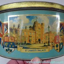 Load image into Gallery viewer, HUGE Vintage 1930s Co-op Commemorative CORONATION  Biscuit Tin for George VI and Queen Elizabeth

