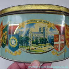 Load image into Gallery viewer, HUGE Vintage 1930s Co-op Commemorative CORONATION  Biscuit Tin for George VI and Queen Elizabeth
