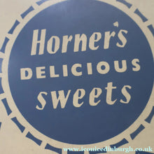Load image into Gallery viewer, HUGE Vintage 1950s HORNER Delicious Sweets Tin. Fabulous Abstract - Festival of Britain Inspired Atomic Design
