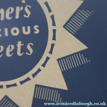 Load image into Gallery viewer, HUGE Vintage 1950s HORNER Delicious Sweets Tin. Fabulous Abstract - Festival of Britain Inspired Atomic Design
