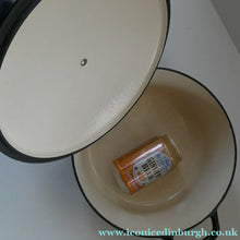 Load image into Gallery viewer, LARGE Vintage Black Enamel Cast Iron Lidded Casserole Pot
