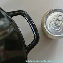 Load image into Gallery viewer, LARGE Vintage Black Enamel Cast Iron Lidded Casserole Pot
