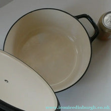 Load image into Gallery viewer, LARGE Vintage Black Enamel Cast Iron Lidded Casserole Pot
