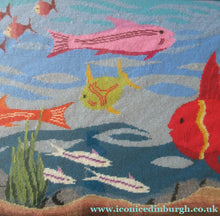 Load image into Gallery viewer, HUGE Vintage Needlepoint Artwork / Textile Featuring an Image of an Aquarium Full of Tropical Fish FRAMED - Textile
