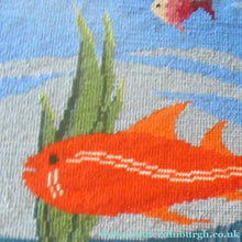 Load image into Gallery viewer, Quirky Vintage Textle Needlepoint 1970s Embroidery of Tropical Fish in an Aquarium
