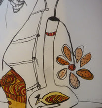 Load image into Gallery viewer, Pat Douthwaite Hand Coloured Lithograph Woman with Vase of Flowers Signed
