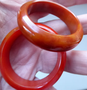 Set of Four Art Deco Bakelite Napkin Rings. Mostly Amber 1930s