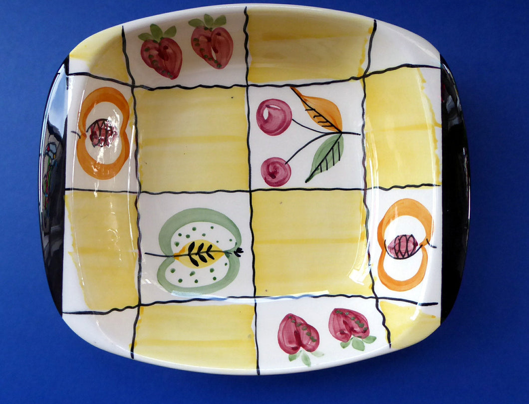  Rare Mid Century 1960s SWEDISH JIE GANTOFTA Shallow Bowl; with abstract fruits