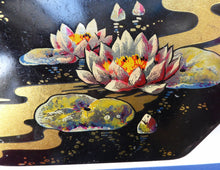 Load image into Gallery viewer, Rare 1920s Early Art Nouveau Toffee Tin by HORNER. Lid Decorated with Waterlilies and Dragonfly Motif
