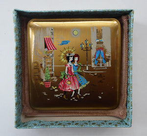 1950s Cigarette or Business Card Case. 1950s Parisian Street Scene
