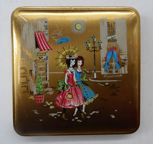 1950s Cigarette or Business Card Case. 1950s Parisian Street Scene