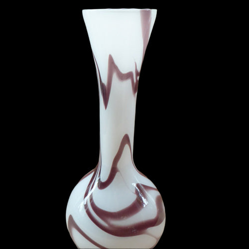 Tall 1960s Italian V.B Opaline ZEBRA Stripe Glass Vase