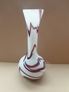 Tall 1960s Italian V.B Opaline ZEBRA Stripe Glass Vase