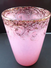 Load image into Gallery viewer, 1930s Tall Scottish Monart Glass Vase. Pink with Gold Aventurine
