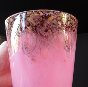 1930s Tall Scottish Monart Glass Vase. Pink with Gold Aventurine1930s Pink MONART Glass Vase. OE VIII Shape