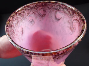 1930s Tall Scottish Monart Glass Vase. Pink with Gold Aventurine
